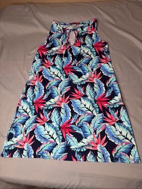 Women's Tommy Bahama Shift Blue Tropical Midi Dress Size Medium